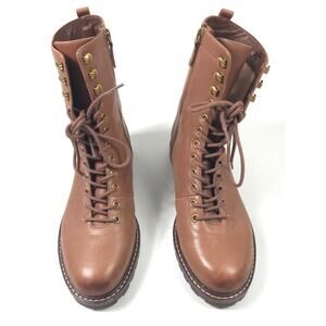 J. Crew Gwen Boots Leather Lace Up Side Zip Brown Women's 7.5